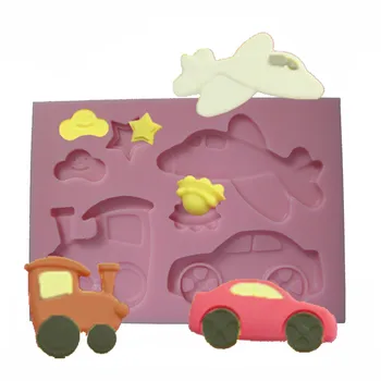 

Car Train Plan Fondant Silicone Mould Cake Fondant Tools DIY Chocolate Cake Mold Plaster Mold Birthday Decors Cookie Mold