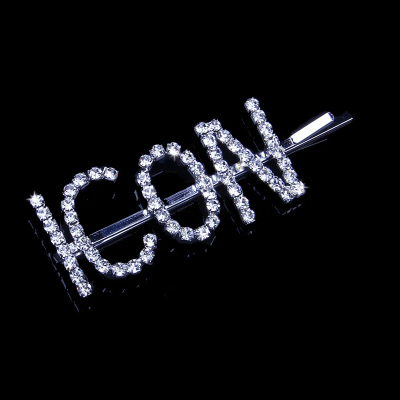 Stonefans Bling буква из стразов Шпильки, ювелирное изделие для невесты для Для женщин модные, подходят для долларовых купюр денег заколка для волос кристаллы заколки - Окраска металла: ICON