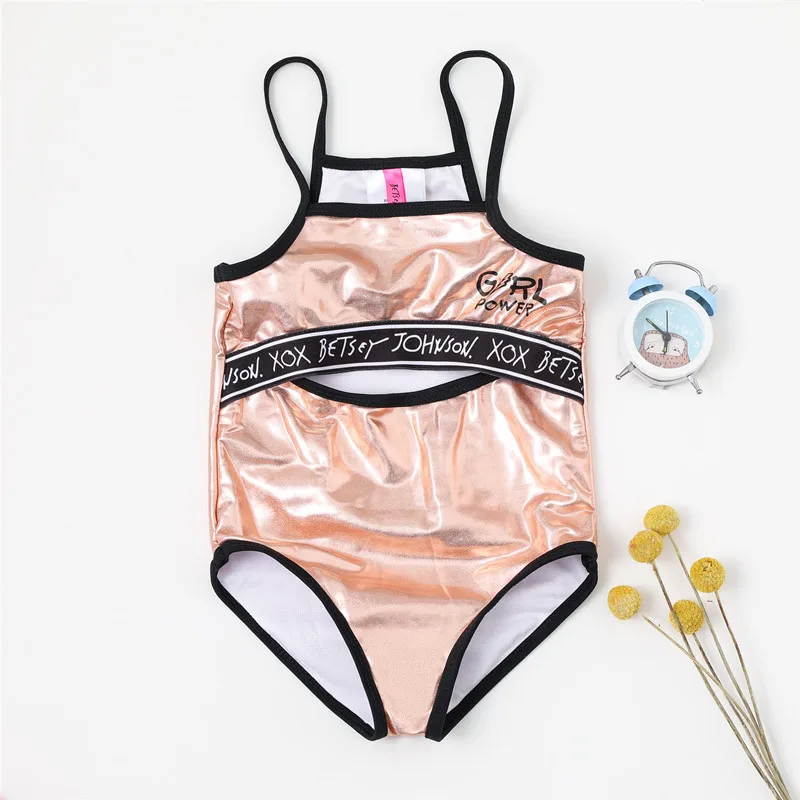 2019-glister-Baby-Kid-Girls-Ruffles-Solid-Beach-Swimwear-Swimming-Swimsuit-Beachwear-letter-print-girls-shiny
