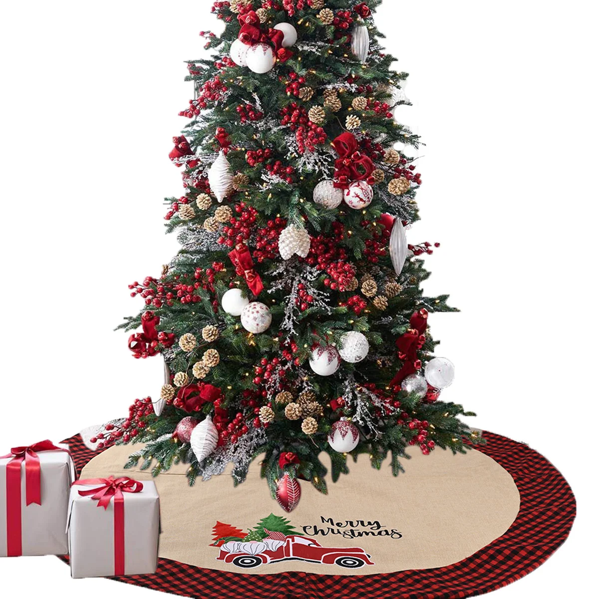 Рождественская елка юбка веселого Рождества автомобиль напечатанный коврик с