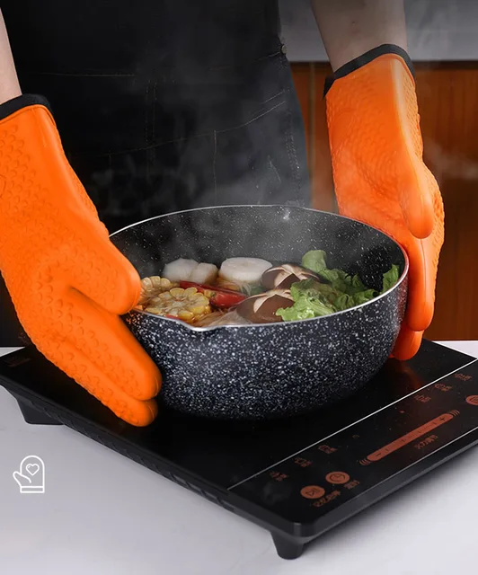 Guanti da cucina Extra lunghi da cucina cottura professionale resistente al  calore cuciture in tela tinta unita guanto da forno guanti da forno per  barbecue - AliExpress