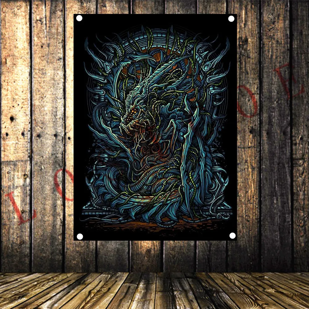 Массивная тату-бумага винтажный Флаг черепа рок-н-ролл музыкальный плакат баннер