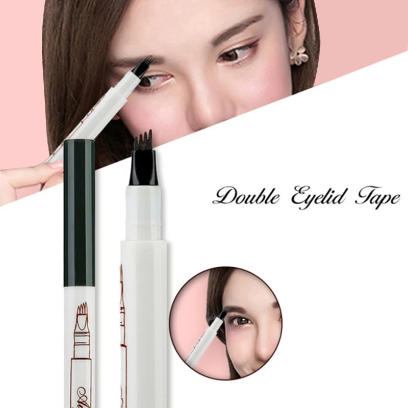 Lápis de Sobrancelha com Cabeça de Caneta de Quatro Design à Prova Pontas Inclinada Dwaterproof Água Líquido Sobrancelha Tatuagem Caneta Mh88 4 Realç. sobranc.