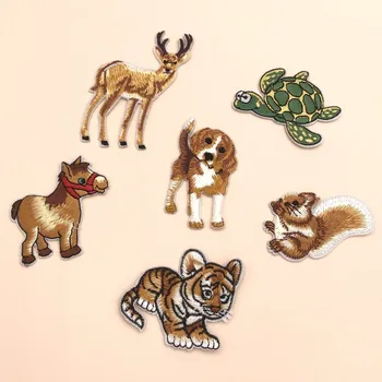 

Dog Tiger Lion Horse Wolf Animal Embroidery Iron On Patches For Clothing Applique DIY Hat Coat Dress Accessories Cloth Sticker