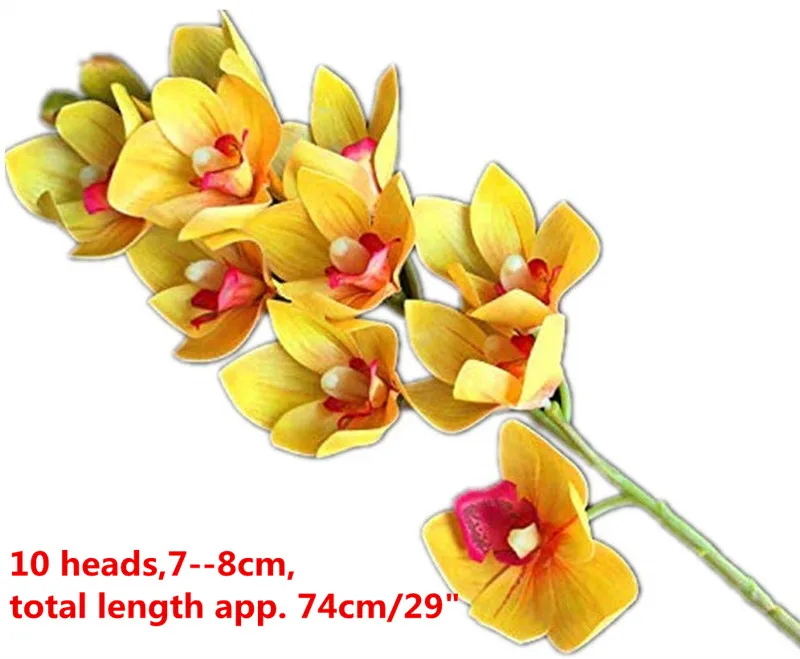 74cm yellow One Real Touch орхидеи бабочка фаленопсис белый/розовый/желтый искусственный Голубь из латекса Cymbidium орхидеи Цветы для свадебного украшения - Цвет: 74cm yellow