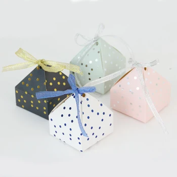 

10/50/100pcs Pyramid Candy Box DIY Chocolate Favor And Gift Boxes With Ribbon For Kids Birthday Baptism Party Wedding Decoration