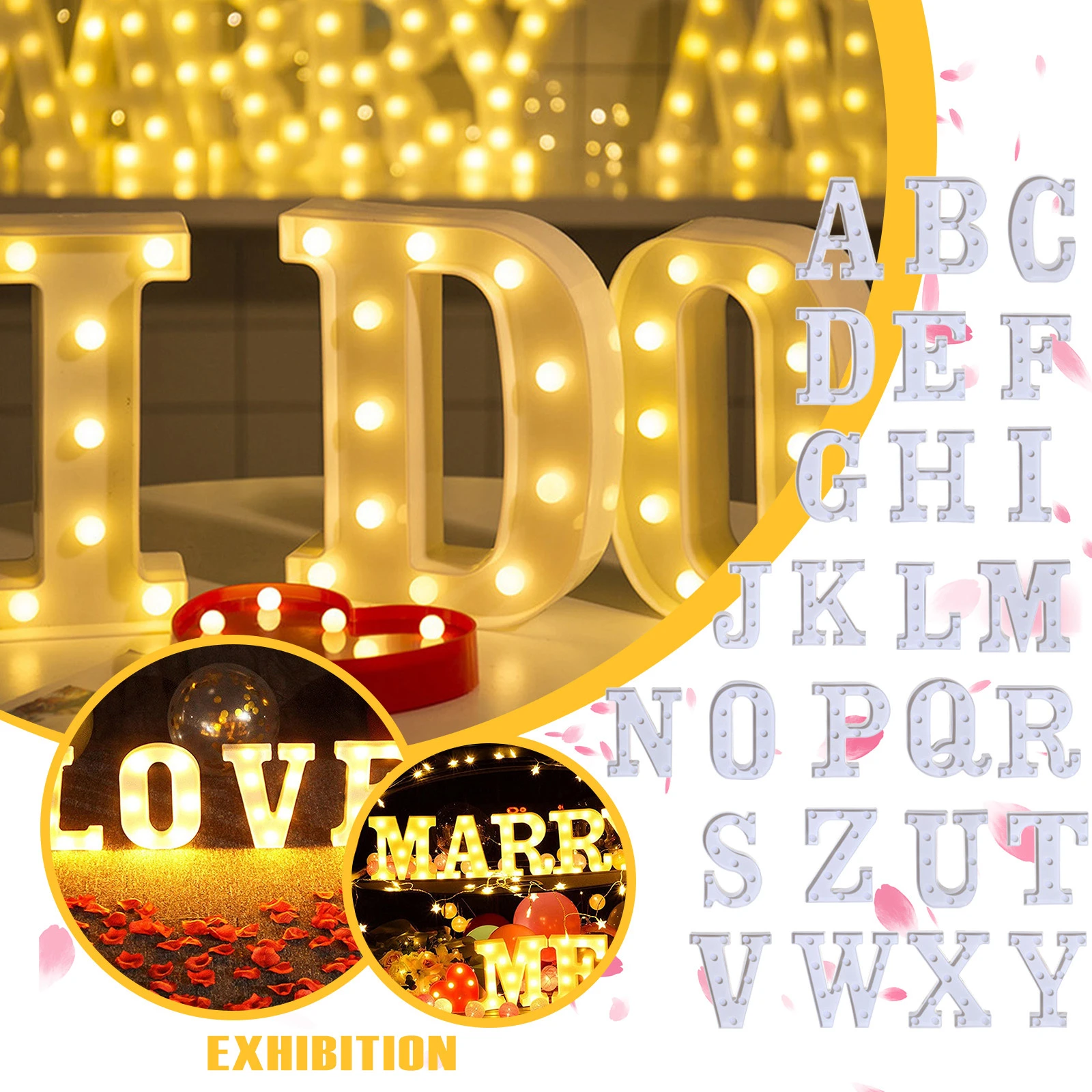 Remote Control Alphabet Letter Lights Led Light Up White Plastic Lette