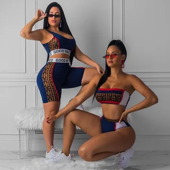 

Fashion Casual Sports Suit Stitching Letter Ribbon Fashion Two-Piece Set