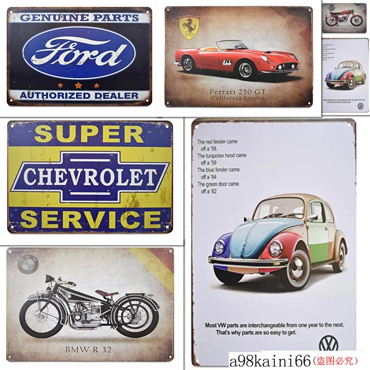 H&K Volkswagon VW Bug Retro Car Metal Tin Sign Posters Wall Decor 12X8