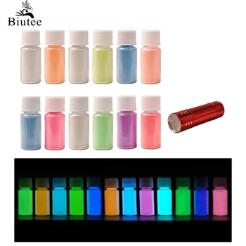 

Biutee 12Color Glow in The Dark Pigment Powder For Lip Gloss Art For Shinning metallic Color Glitter Nail Powder Resin Soap Craf