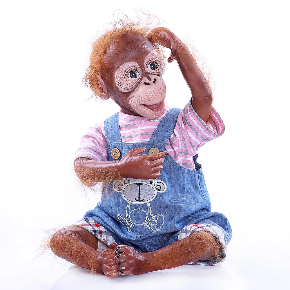 21 дюйм 52 см artist made reborn Monkey doll lifelike orangutan очень мягкий, силиконовый, гибкий Коллекционная художественная Кукла reborn