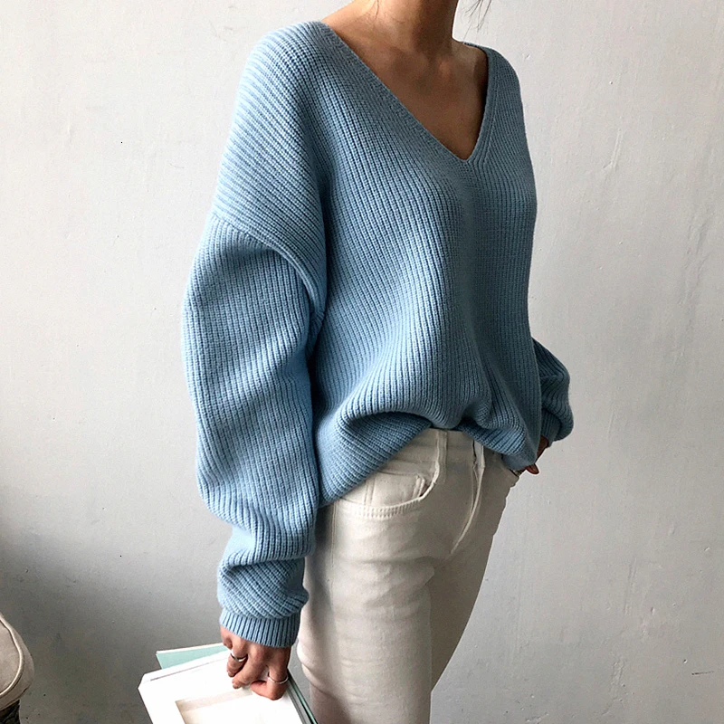 TWOTWINSTYLE вязаный Корейский Осенний свитер для женщин с v-образным вырезом и длинным рукавом с асимметричным подолом женские свитера оверсайз Мода Новинка