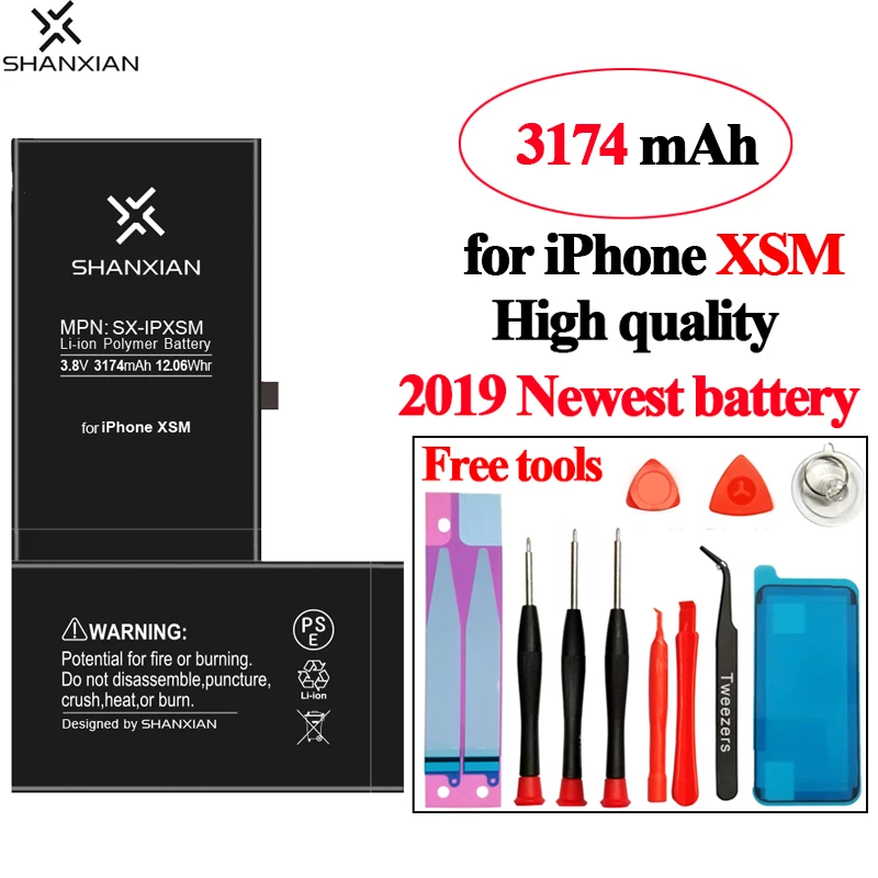 SHANXIAN Премиум сменная батарея для iPhone X 2716mAH XS 2658mAH XR 2942mAH XS MAX 3174mAH батарея для мобильного телефона 0 Cylce