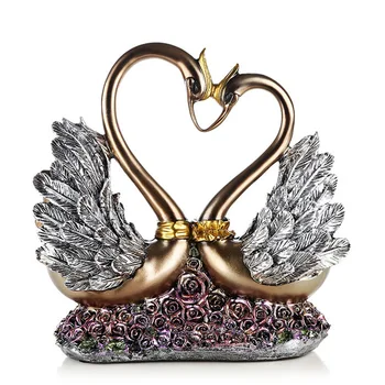 

[Modern] Minimalist Statue Resin Couple Swan Crafts Sculpture Ornament Creative Home Decoration Room Decor Wedding Love Gift