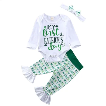 

Autumn Spring Toddler Baby Girl Clothes Sets My First St. Patrick's Day Romper Tops+Pamts 2Pcs Outfits Cotton Clothing 0-2T