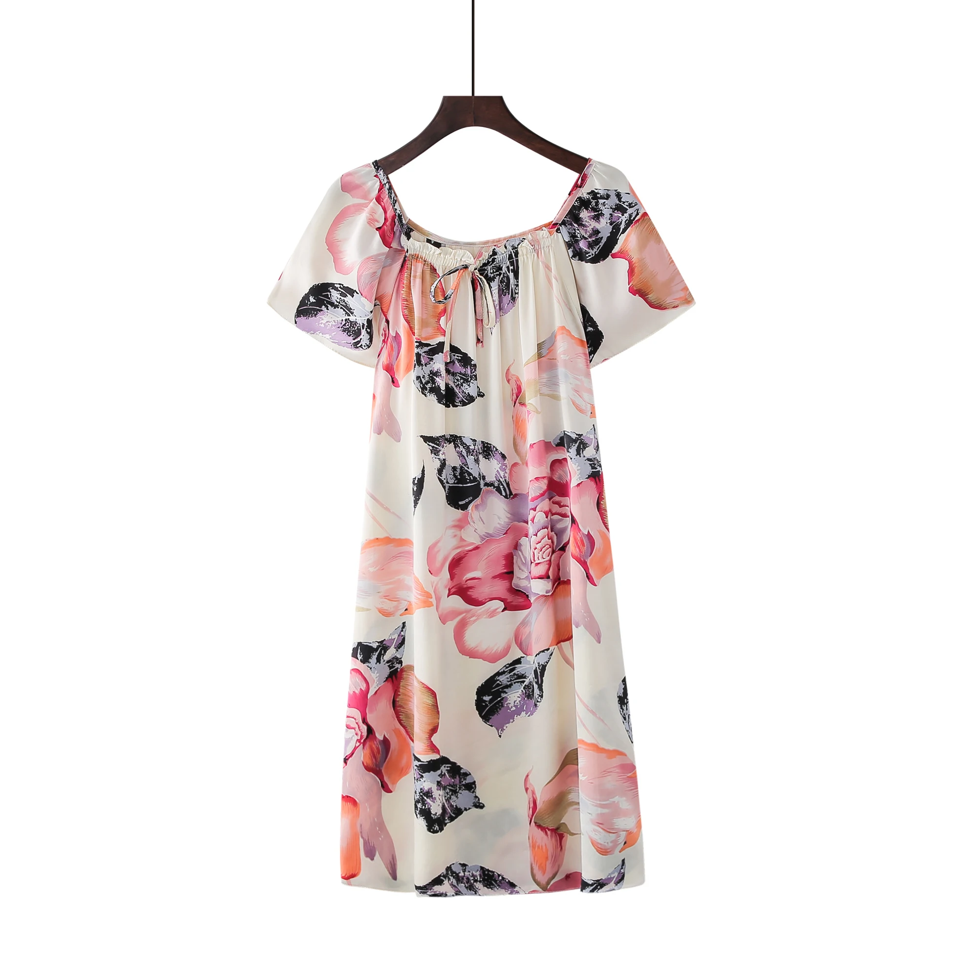 Бесплатная доставка шелковая ночная рубашка из 100% натурального шелка с