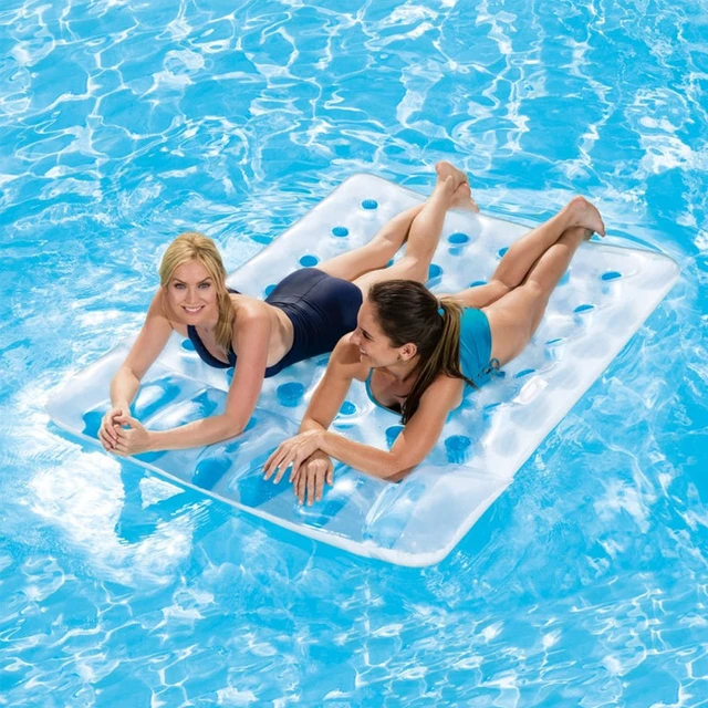 Double French 36 Pocket Swimming Pool Mattress Float Lounge Twin Tanner  Inflatable Pool Lounger Air Mattress - AliExpress