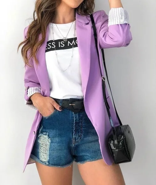 Violet Модные женские блейзеры, стильная куртка с длинным рукавом, приталенный деловой Блейзер, пальто для офиса, Женская рабочая одежда, Feamle OL, пальто, костюм, верхняя одежда - Цвет: Violet