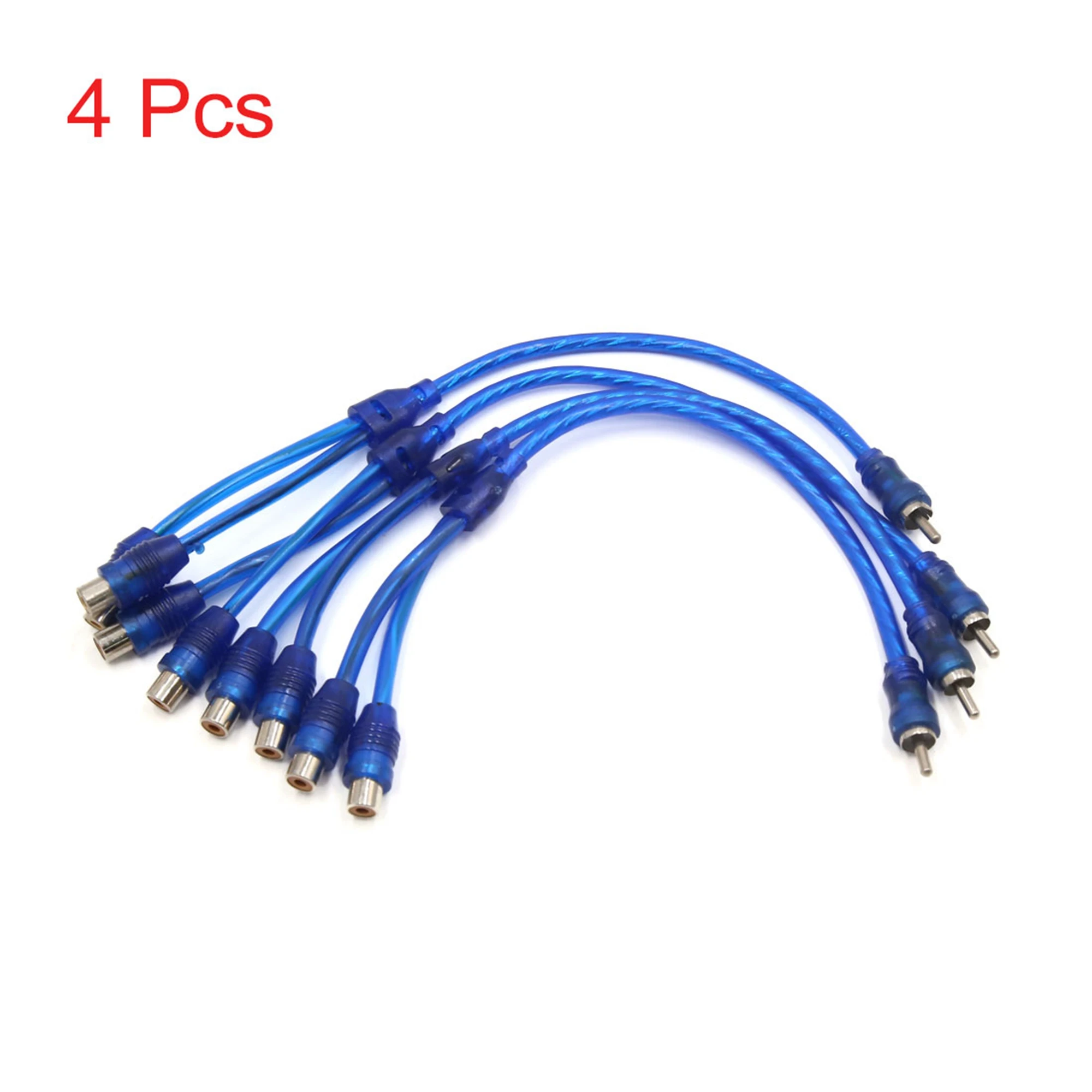 Uxcell 4 Pcs 12 Inch Long Male to 2 Female RCA Splitter Adapter Audio Y Cable Wire Universal For Car Motorcycle ATVs