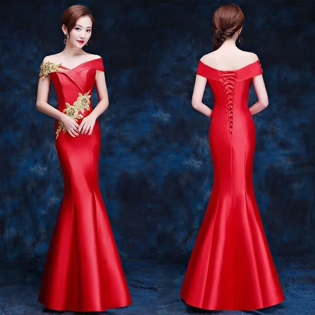Элегантное женское платье-Чонсам с открытыми плечами в китайском стиле