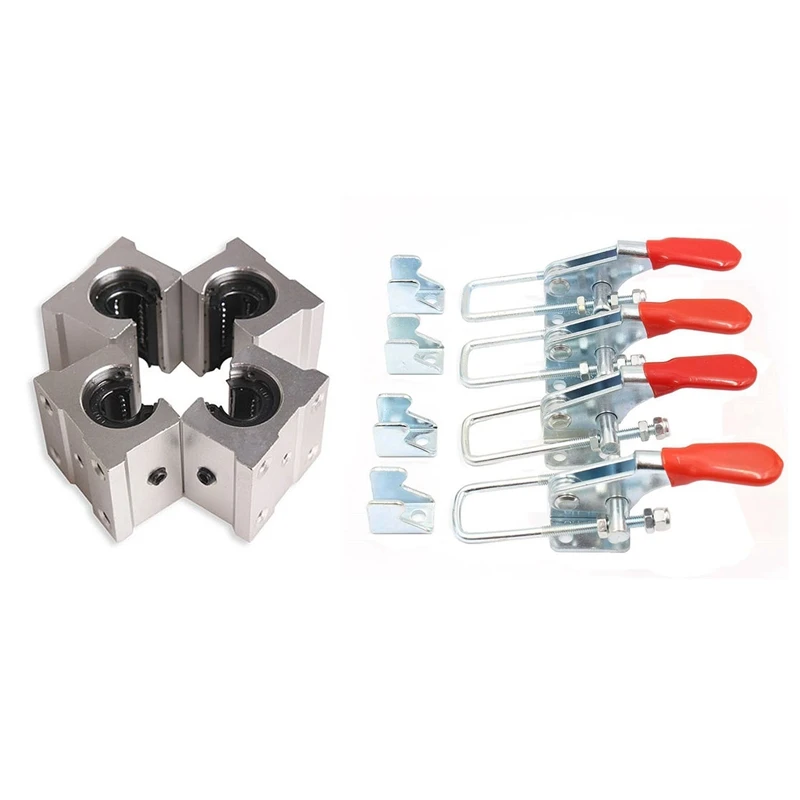 

4 Pcs SBR12UU 12Mm Aluminum Linear Motion Router Bearing Block, Silver & 4 Pcs Toggle Clamp GH-40323 Heavy Duty Hand Tool Quick