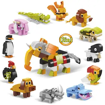 

12-in-1 Animal Building Blocks Small Particles DIY Puzzle Creative Spelling Toy