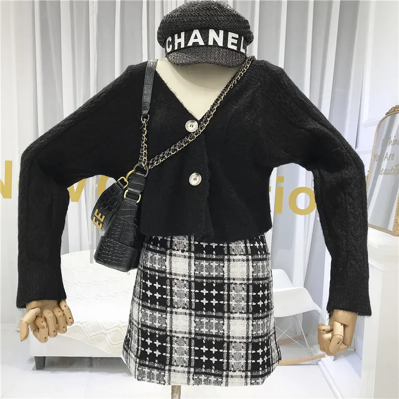 Женский кардиган с v-образным вырезом однобортный Argyle короткий женский s свитер корейский модный женский свободный вязаный свитер женский кардиган