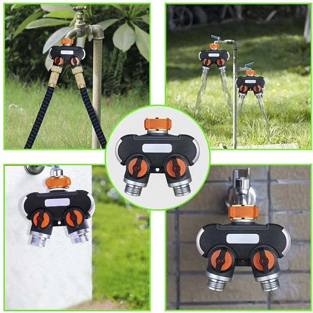 Kert Öntözőszelep Vízcsap Osztók Kültéri Csap És Csaptelep 1/2 "3/4" Víz Elválasztó Kerti Öntözés Elosztó - Image 6