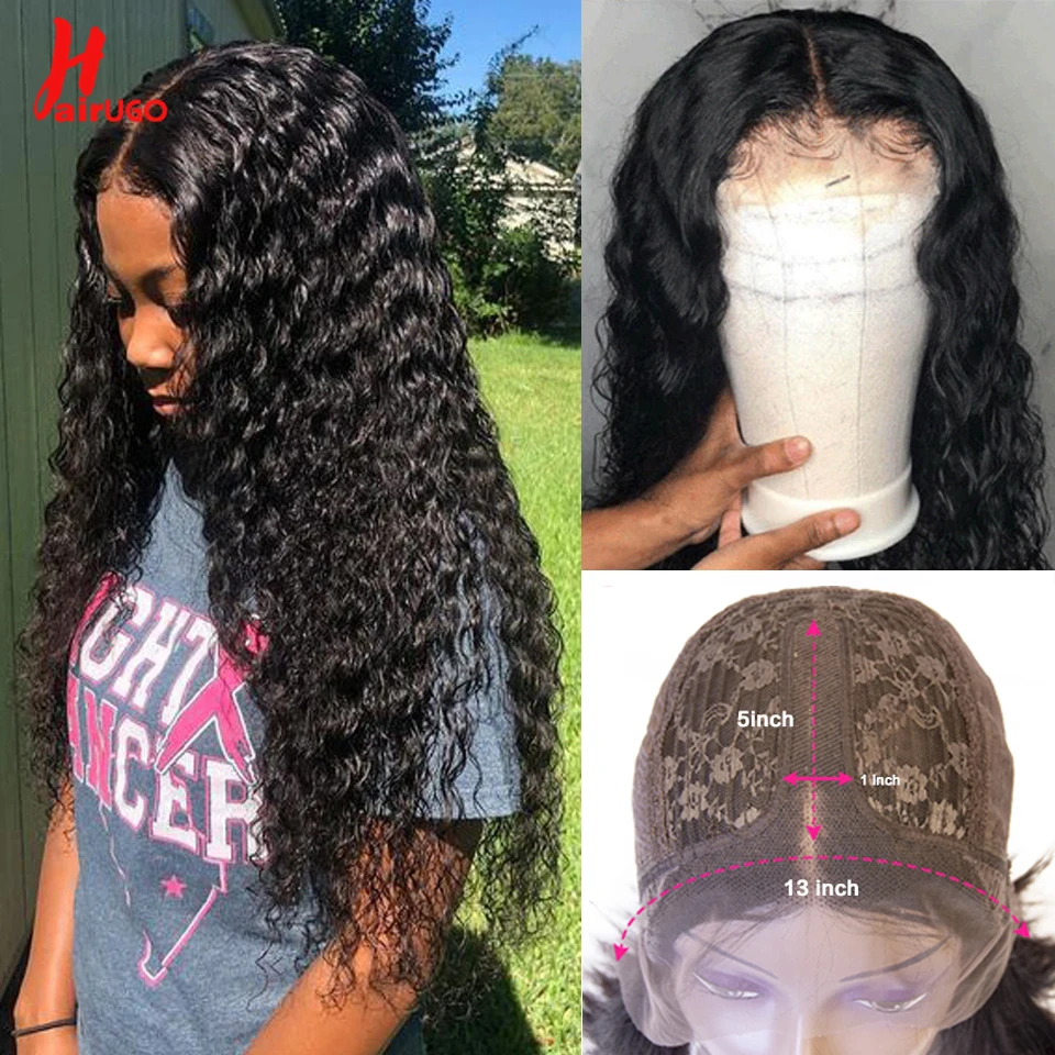 PROD 4000066353463 HairUGo 4*4 Lace Closure Deep Curly Human Hair Wig
With Baby Hair 13*(5*1) Preplucked Hairline Deep Wave Wig For Women
Remy 150%