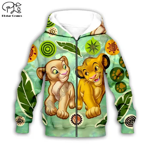 Kids zip hoodies Семейный комплект для детей, толстовка с капюшоном и 3D-принтом «Король Лев» штаны с рисунком Simba налы для маленьких мальчиков и девочек, HAKUNA, MATATA, пальто - Цвет: Kids zip hoodies