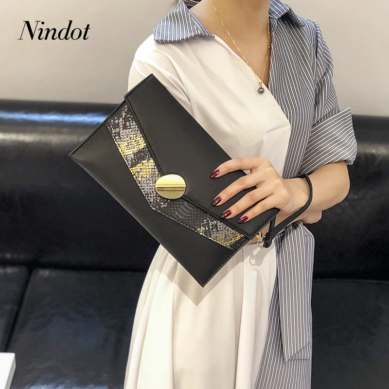 Nindot 2019 модные сумки клатч женский для вечерней вечеринки Змеиный узор женская