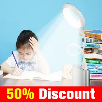

New Arrival USB LED Table Lamp Portable Desk Lamp Study Reading Book Lights for Computer PC Laptop Ring Eye Care Dropshiping