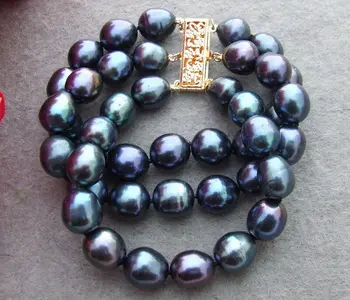 

3 Strands 11x13mm Black Rice Pearl Bracelet