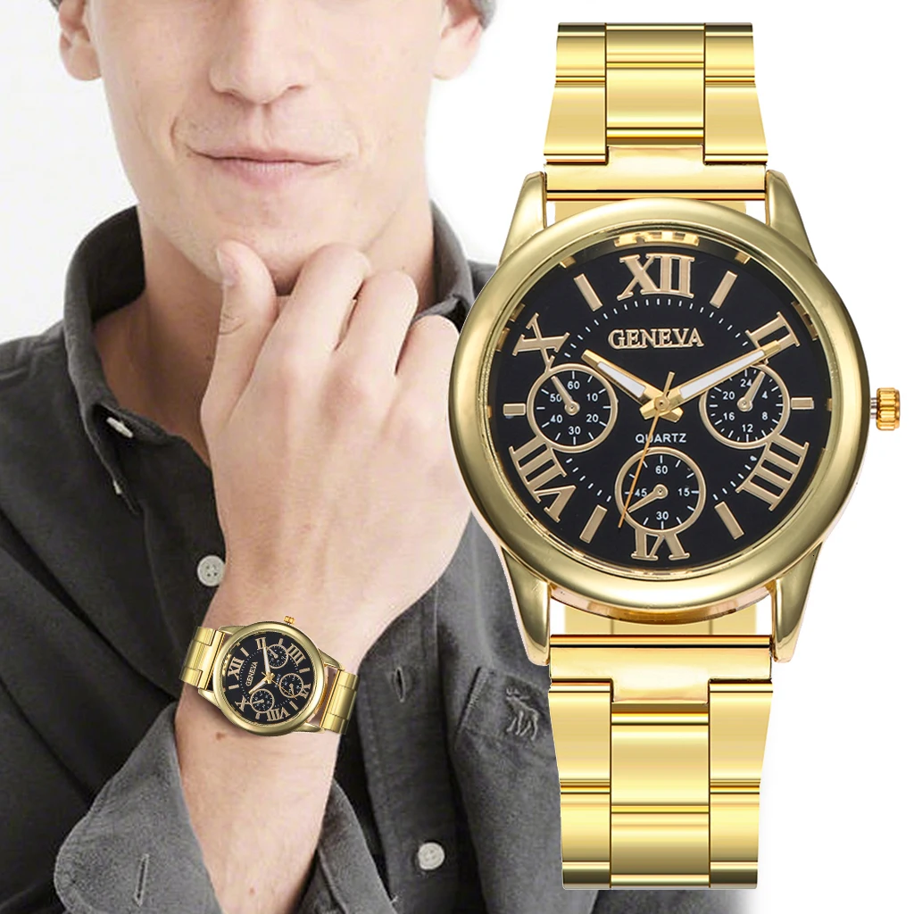 Модный хит; Для мужчин Женевская нержавеющая сталь часы Повседневное Роскошные Кварцевые часы унисекс часы Relogio Masculino