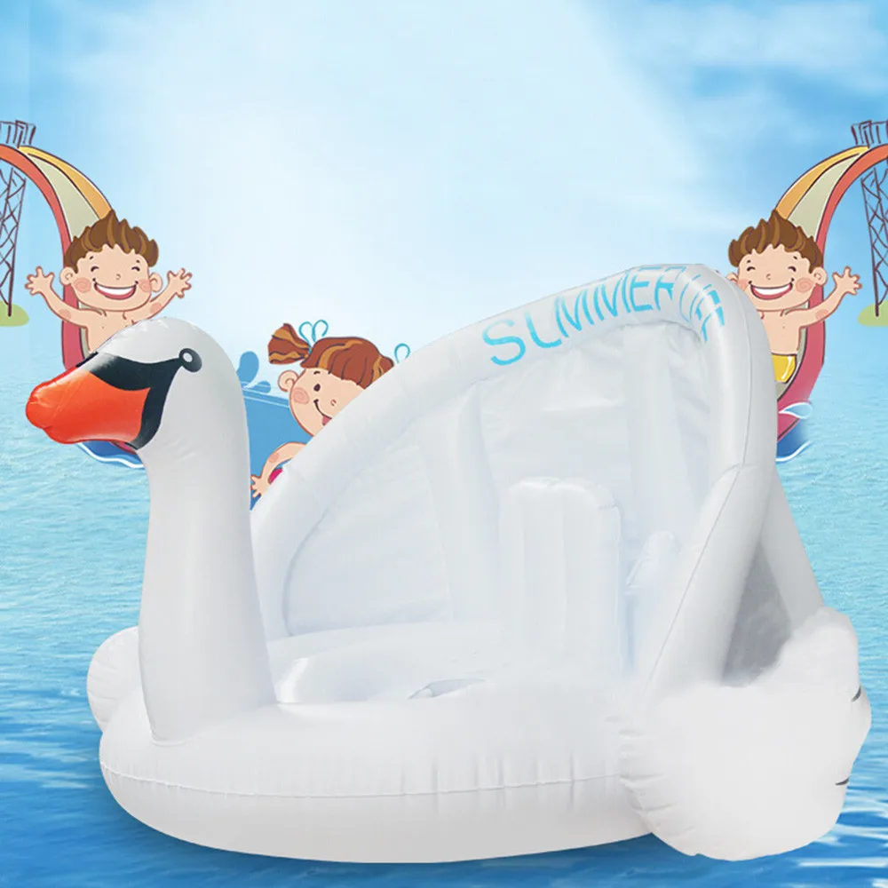 Летний детский надувной Белый лебедь плавательный круг солнцезащитный тент сиденье спасательный круг плавательный тент детская водосберегающая воздушная подушка