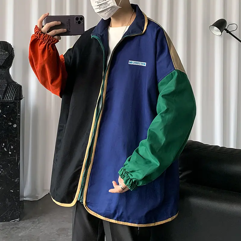 

Men's jacket 2020 autumn and winter new clip color matching two sides wear loose casual tops young people fashion clothing