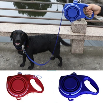 

Newly Multifunction Pet Dog Leash with Built-in Water Bottle Bowl Waste Bag Dispenser Extending Puppy Walking Running Leads