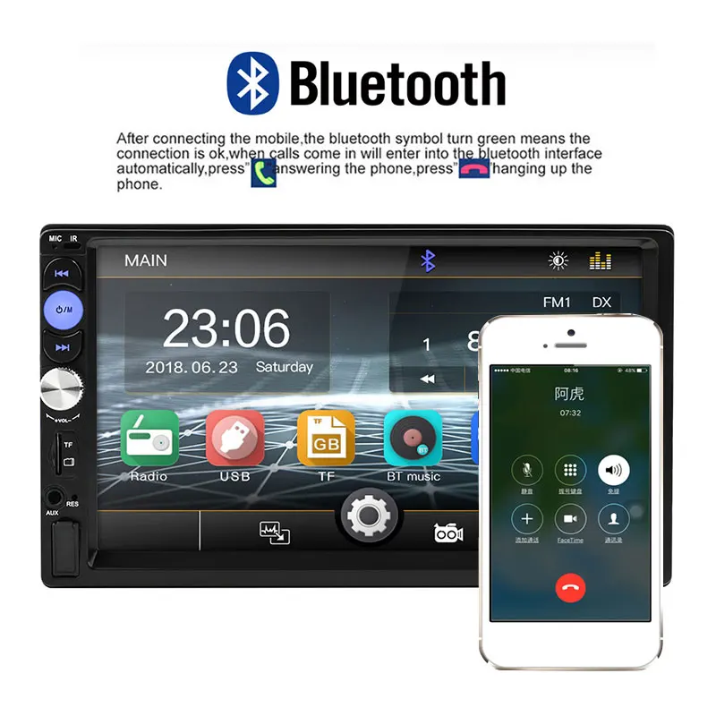 FM/USB/AUX Автомобильный Bluetooth MP5 FM красочные кнопки Авто MP5 плеер универсальный сенсорный экран 7 дюймов автомобиль MP5