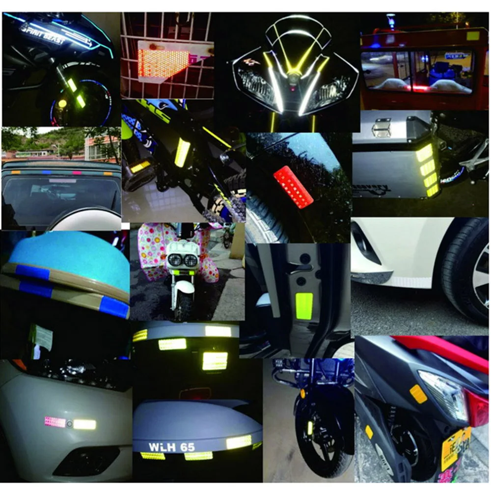 Bike Reflective Stickers Motorcycle Scooter Bicycle Night Warning Reflector Film MTB Road Bike Safety Cycling Decal Tape BC0309 (1)