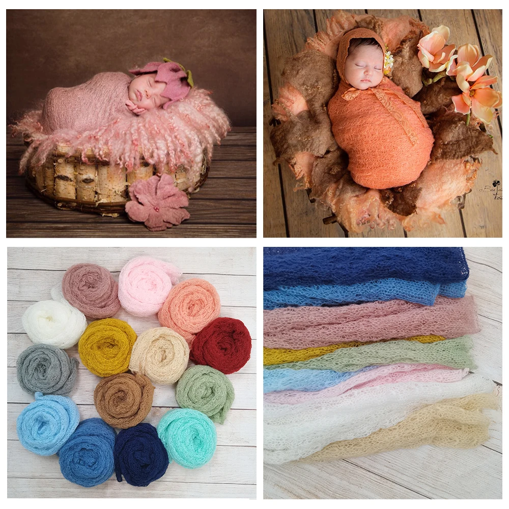 Blankets-Swaddle Wrap Mohair Baby Photography Newborn Stretch 150x40cm Studio-Props-Boutique