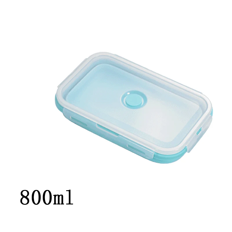 800ml blue Силиконовый складной Ланч-бокс контейнер для хранения еды Bento Microwavable портативный пикник кемпинг открытый Ланч-бокс - Цвет: 800ml blue