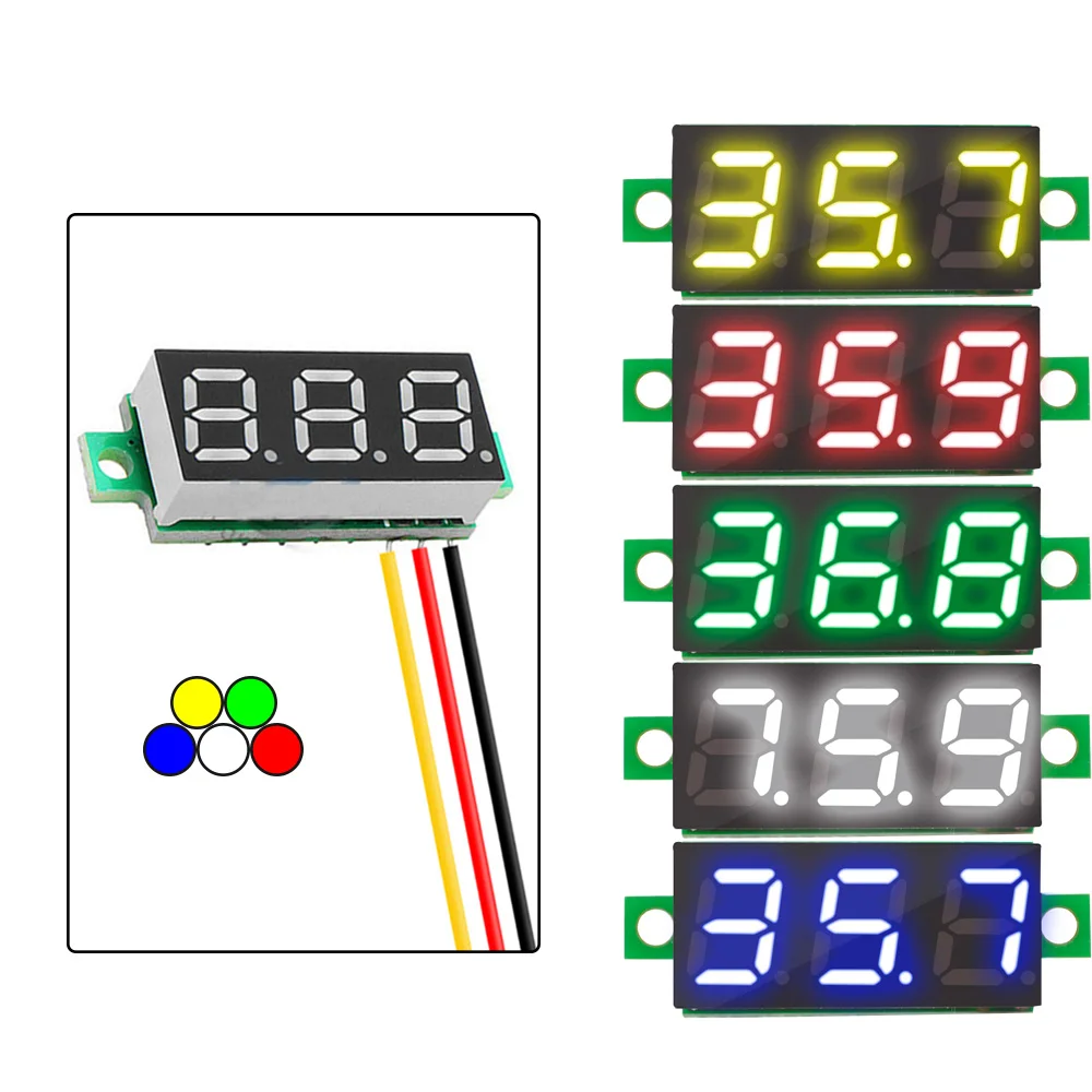 DC 0 V-100 V 0,28 дюймов светодиодный цифровой вольтметр измеритель напряжения детектор напряжения монитор тестер панель автомобиля 5V 12V 24V красный зеленый синий желтый