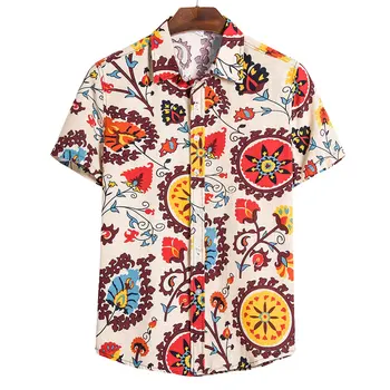 

2020 Men New Style Casual Simple Beach Party Digital Printing Short-sleeved Shirt