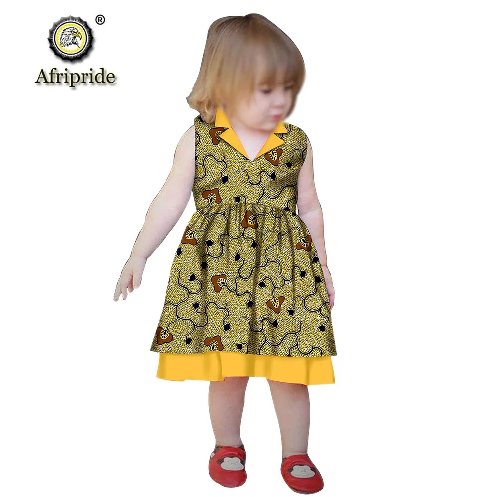 African Girl Dresses Sleeveless Anakra Wax Print Lovely Dress Casual Print Princess Mini Cute Dress Lovely AFRIPRIDE S1940019