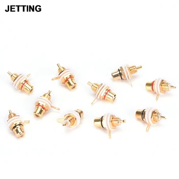 

10pcs Panel Mount Gold Plated RCA Female Plug Jack Audio Socket Amplifier Chassis Phono Connector With Nut Solder Cup