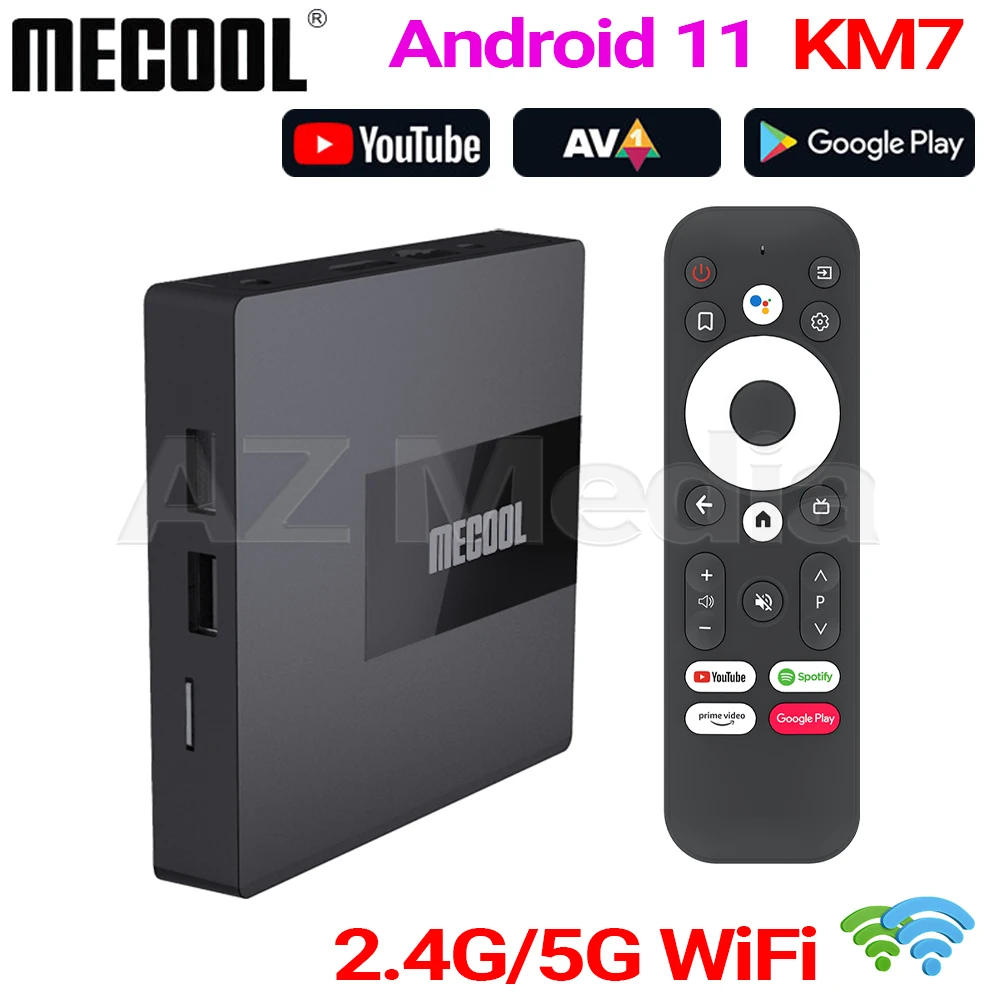 ТВ-приставка Android 11 0 MECOOL KM7 Amlogic S905Y4 ЦП ARM G31 MP2 GPU 2 4G/5G Wifi BT4.2 Media Play TV BOX | Электроника