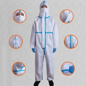 

Protection Suit Disposable One-Piece Coveralls Hooded Dustproof Civil Protective Suit Overalls Factory Supplies