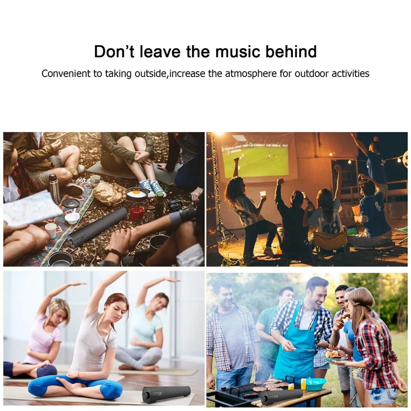 Portable Soundbar 10W Wireless Bluetooth Stereo Speaker with Remote Control for Home Theater Sound Bar with Built-In Subwoofers