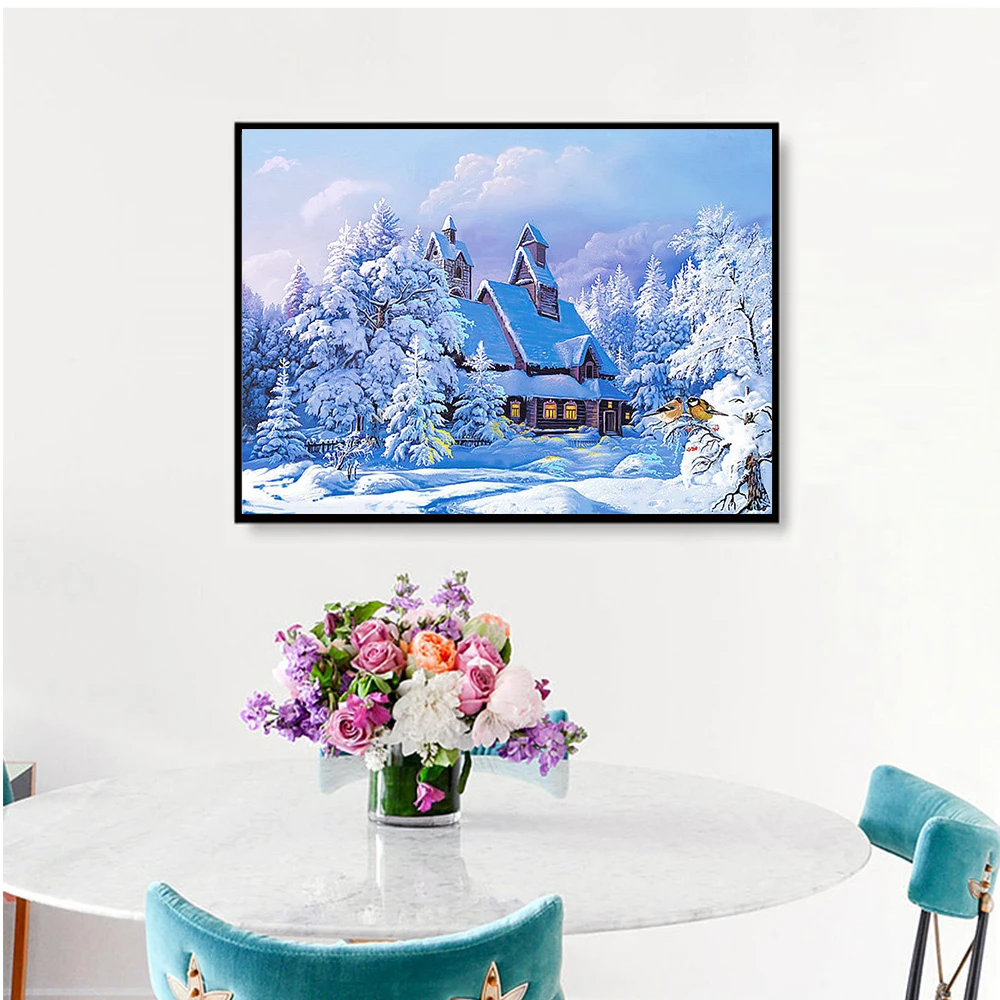 Huacan 5D алмазная живопись Пейзаж Зима полный квадратный круглый дрель снег Алмазная мозаика Вышивка крестом домашний Декор подарок Прямая поставка
