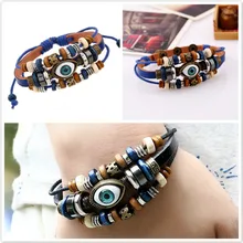 Стили Mix ID браслеты для браслет из коровьей кожи с бисером глаза и женские кожаные браслеты женские браслеты ювелирные изделия